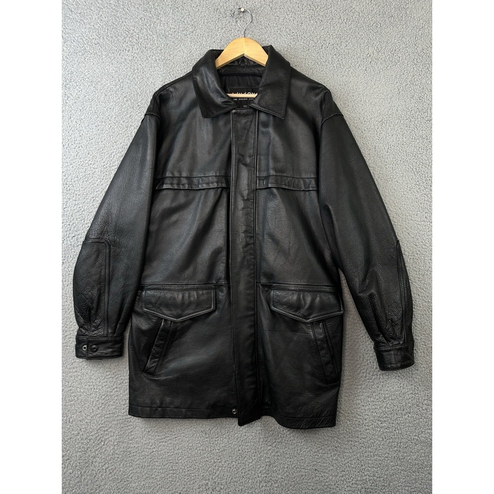Vintage Wilsons Leather Insulated Car Coat Jacket Black Men's Size Medium